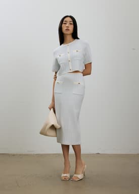 Yoko Elastic Textured Knit Midi Skirt