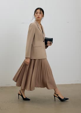 Wei Elastic Sunray Pleated Midaxi Skirt
