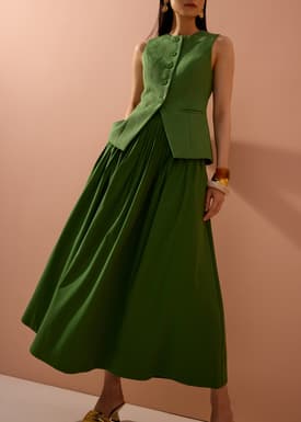Kate High Waist Pintuck Flare Maxi Skirt