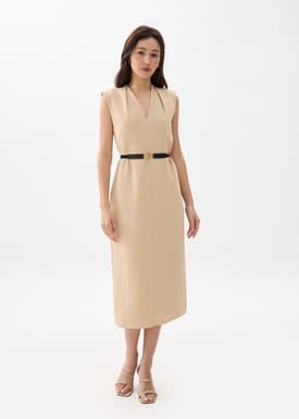 Charlotte V-neck Column Midi Dress