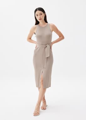 Farah Ribbed Knit Midi Dress