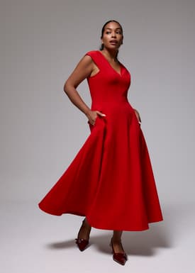 Sofi V-neck Fit & Flare Midaxi Dress