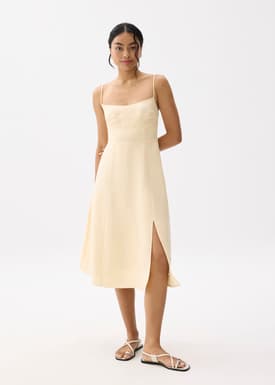 Emi Linen Fit & Flare Midi Dress
