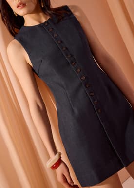 Rani Textured Button Down Shift Mini Dress
