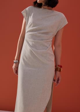 Hansa Boat Neck Column Drape Midaxi Dress
