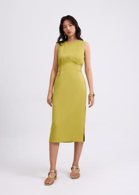 Poppy Round Neck Column Midi Dress