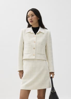 Zanna Detachable Collar Tweed Jacket
