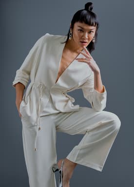 RuchedReady® Moira Belted Collarless Blazer