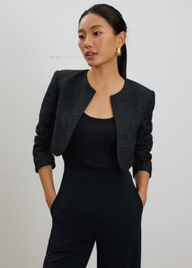 RuchedReady® Fumiko Ribbon Tweed Crop Jacket