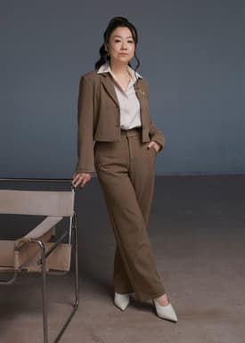 Love Bonito x AAGC Limited-edition Alya Boxy Crop Blazer (in Shiitake Clay)