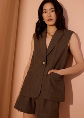 Noa Relaxed Textured Shoulder Padded Vest