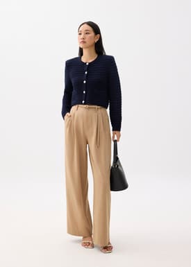 Kiara Shoulder Padded Crop Knit Cardigan