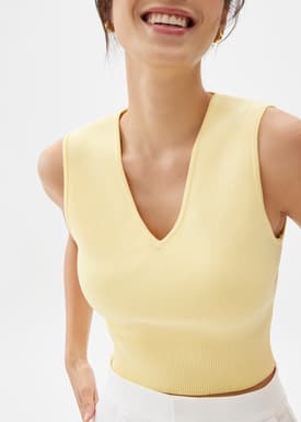 Sree Knit V-neck Crop Top