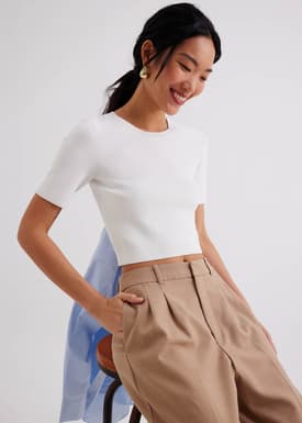Kyle Knit Round Neck Crop Top