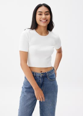 Kyle Knit Round Neck Crop Top