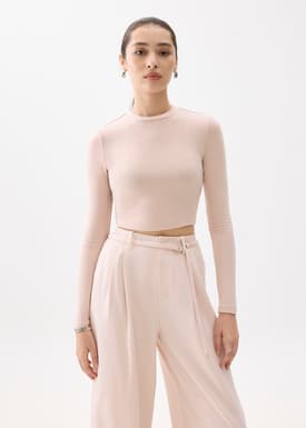 Mason Crop Crew Neck Long Sleeve Top