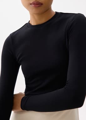 Mason Crop Crew Neck Long Sleeve Top