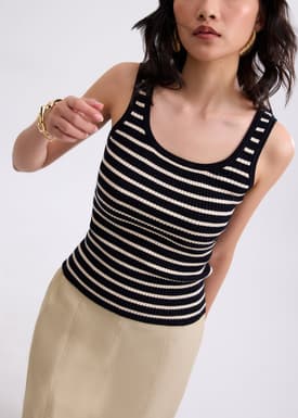 Katya Ribbed Knit Square Neck Tank Top