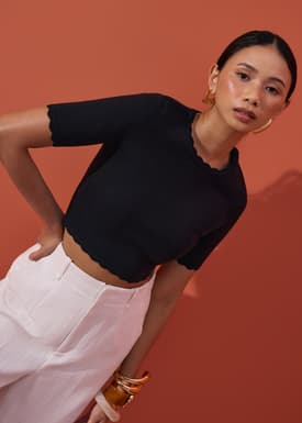 Raisa Knit Scallop Edge Crop Top
