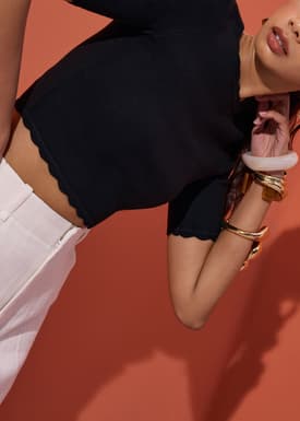 Raisa Knit Scallop Edge Crop Top