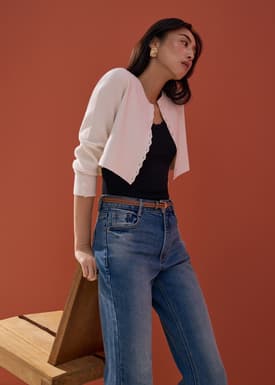 Malee Boxy Knit Scallop Edge Cardigan