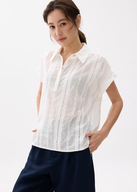 Relaxed Broderie Collared Shirt