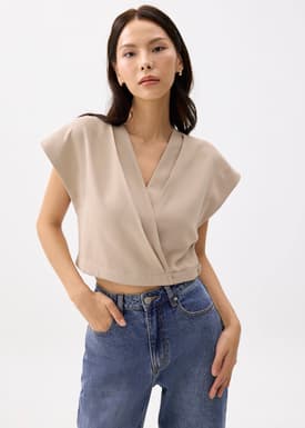 Cropped V-neck Wrap Top