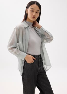 Relaxed Crinkled Collared Shirt