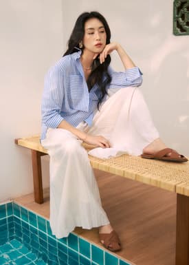 RuchedReady® Oversized Striped Tunic Shirt