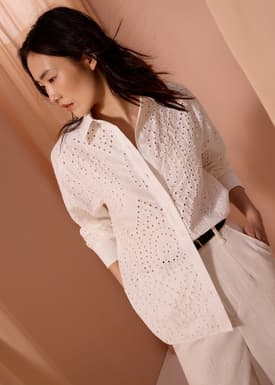 RuchedReady® Relaxed Collared Shirt in Soft Breeze Broderie