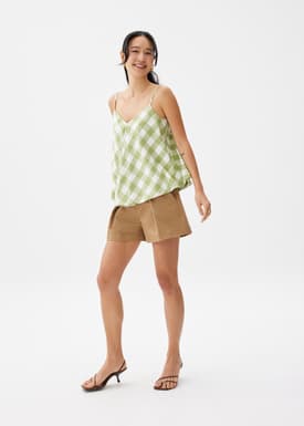 Gingham V-neck Swing Camisole Top
