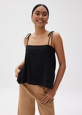 Cotton Lace Trim Camisole Top