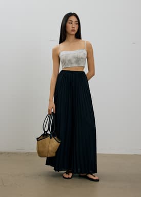 Padded Abstract Smocked Crop Top