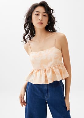 Padded Babydoll Peplum Top in Sunburst