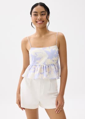 Padded Babydoll Peplum Top in Sunburst