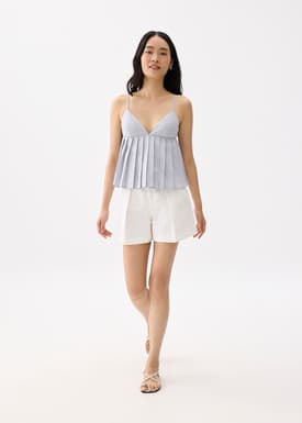 Padded Pleated Peplum Top