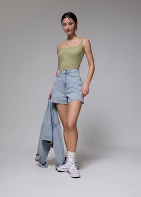 Fitted Ribbed Jersey Tank Top