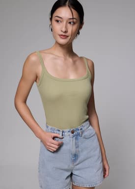 Fitted Ribbed Jersey Tank Top