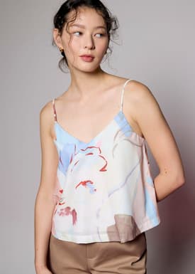 V-neck Camisole Top in Tossed Blooms