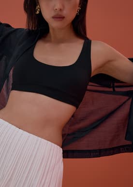 Padded Jersey Scoop Neck Bra Top