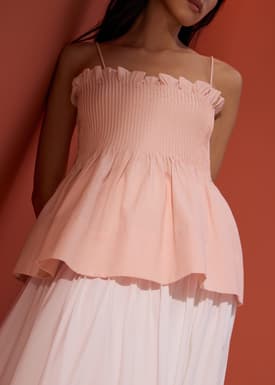 Cotton Pintuck Peplum Camisole Top