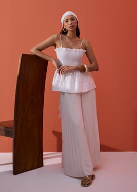 Cotton Pintuck Peplum Camisole Top