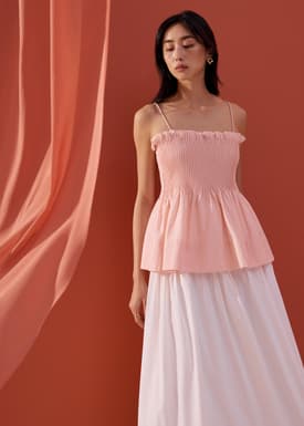Cotton Pintuck Peplum Camisole Top