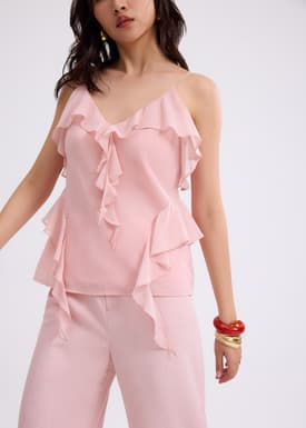 Georgette V-neck Frill Camisole