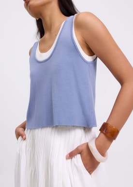 Layered Knit Scoop Neck Crop Tank Top