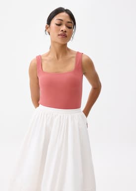 Padded Jersey Square Neck Top