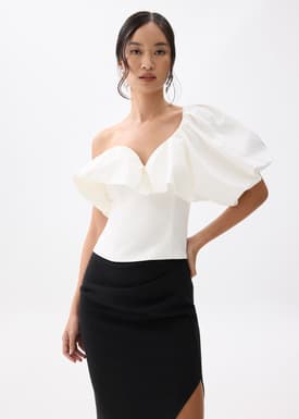 Padded Asymmetric Puff Sleeve Top