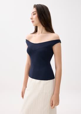 Knit Fitted Off Shoulder Top