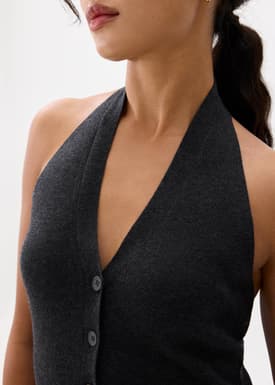 Knit Fitted Halter Neck Top