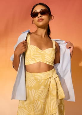 Padded Cropped Bustier Top in Kekana